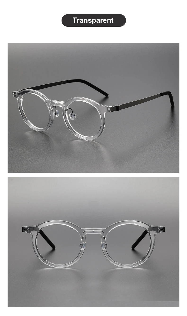 2025 Dänemark Marke Kleine Runde Acetat Titan Brille Rahmen Männer Frauen 1846, Mode Schraubenlose Transparente Brillen Spektakel – Detail 17