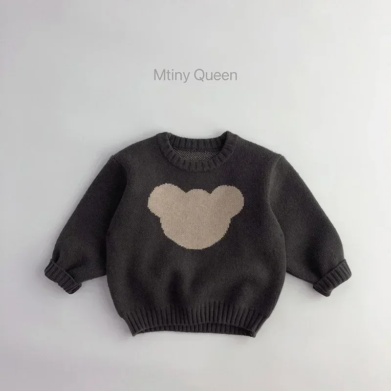레트로 곰 어린이 스웨터, 가을 및 겨울  소년 니트 스웨터, 풀오버 캐주얼 스웨터 탑, 3493C