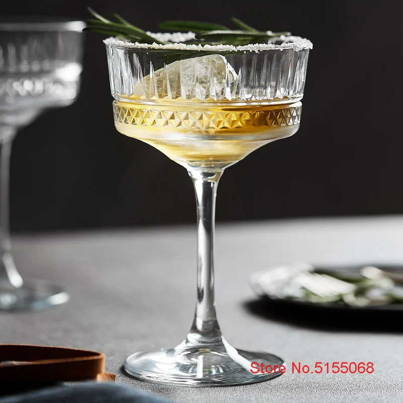 Pasabahce Original Classic Carved Cocktail Cup Crystal Martini Glass Party Wedding Champagne Coupes Ice Cream Mug Dessert Goblet
