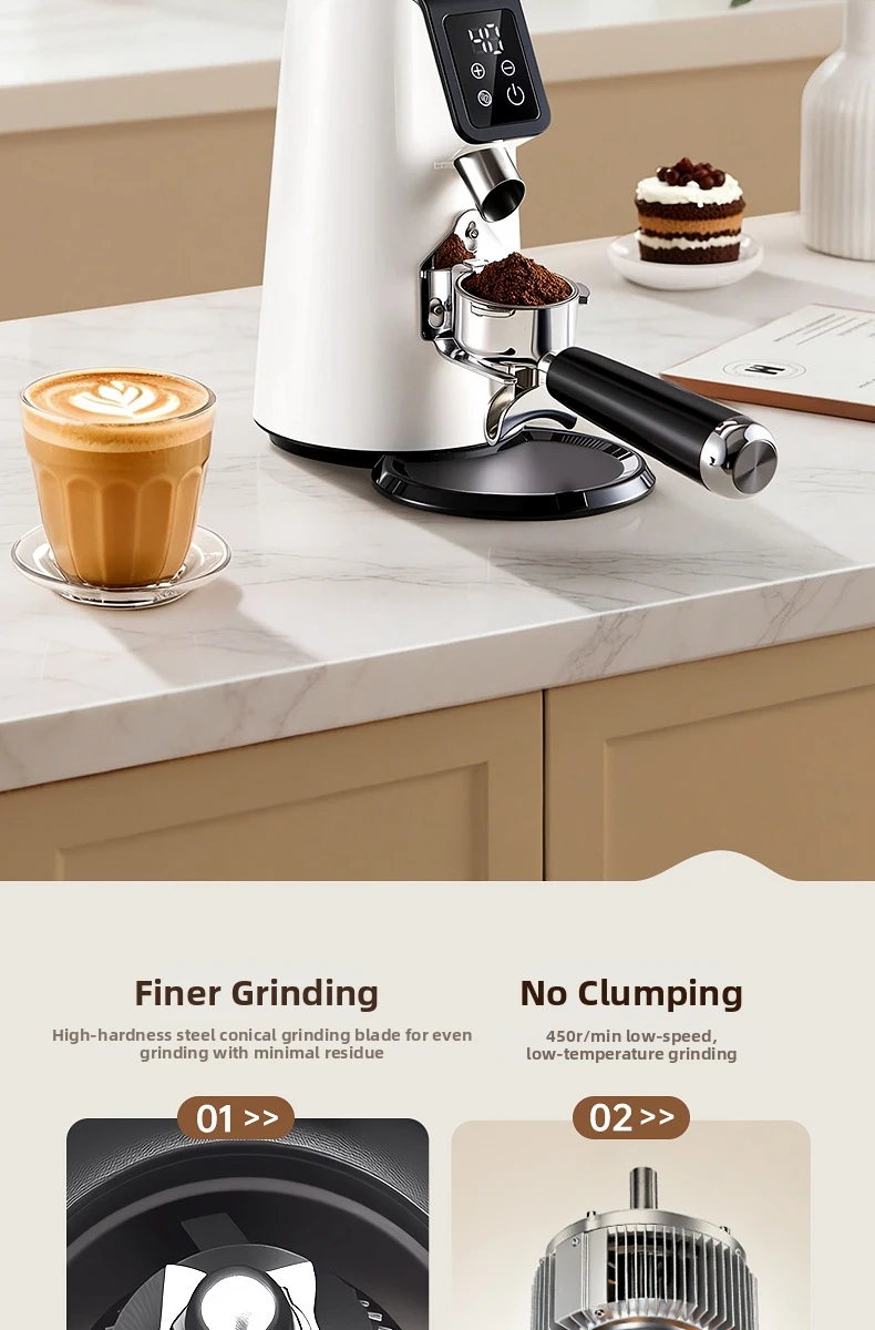 Automatische Elektrische Kaffeemühle für Espresso - Für Gewerbe & Haushalt mit Präziser Dosierung, Einstellbarer Mahlgradeinstellung, Edelstahl – Detail 5