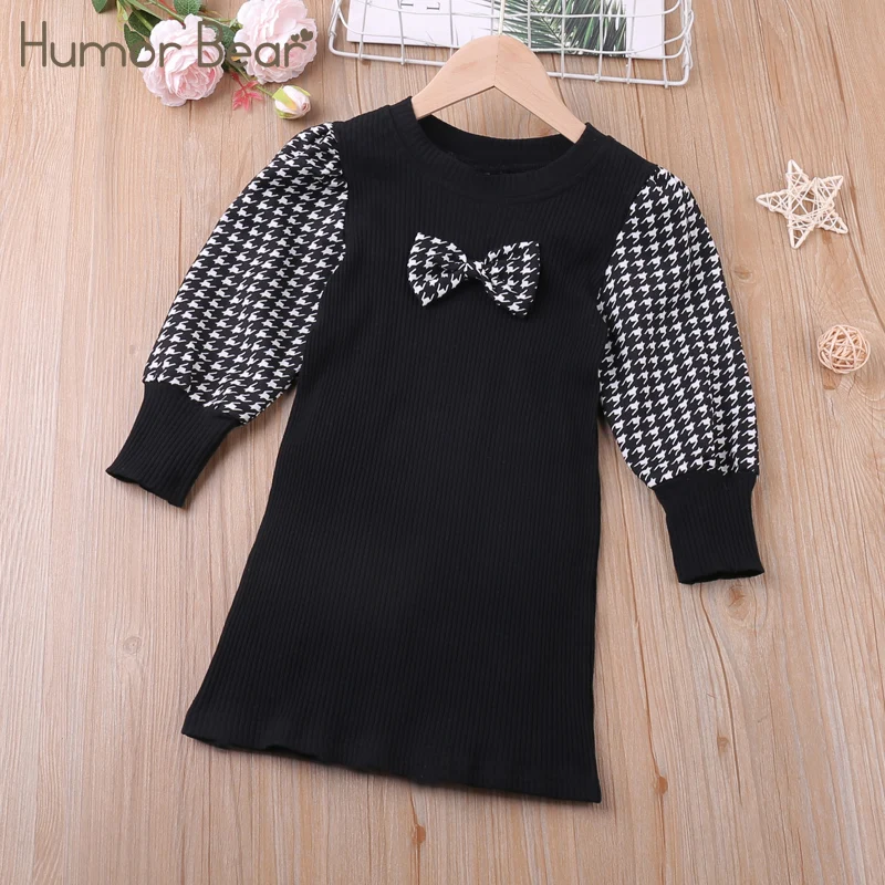 Humor Bear Long Sleeve Children Dress Autumn Fashion Style Baby Girls Dress Party Princess Kids Children Clothes