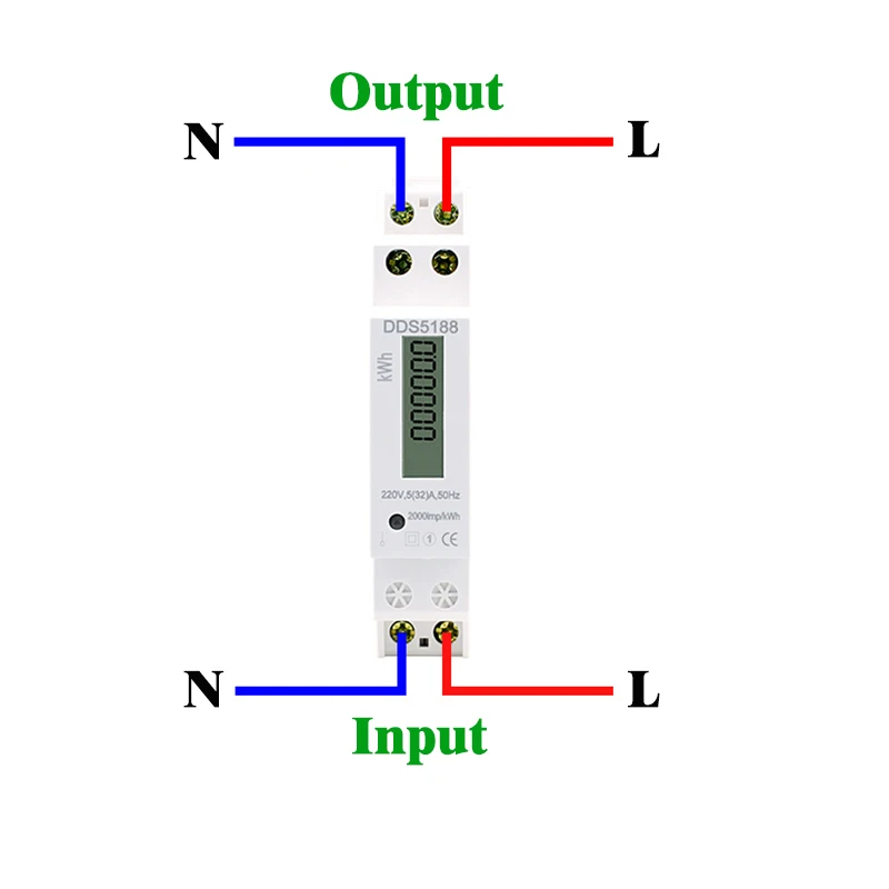 Description Picture 6 of item1PC KWH energy meter 5(32)A 20A LCD digital Power Consumption Watt meters AC220V Watt hour din rail energy meter single phase