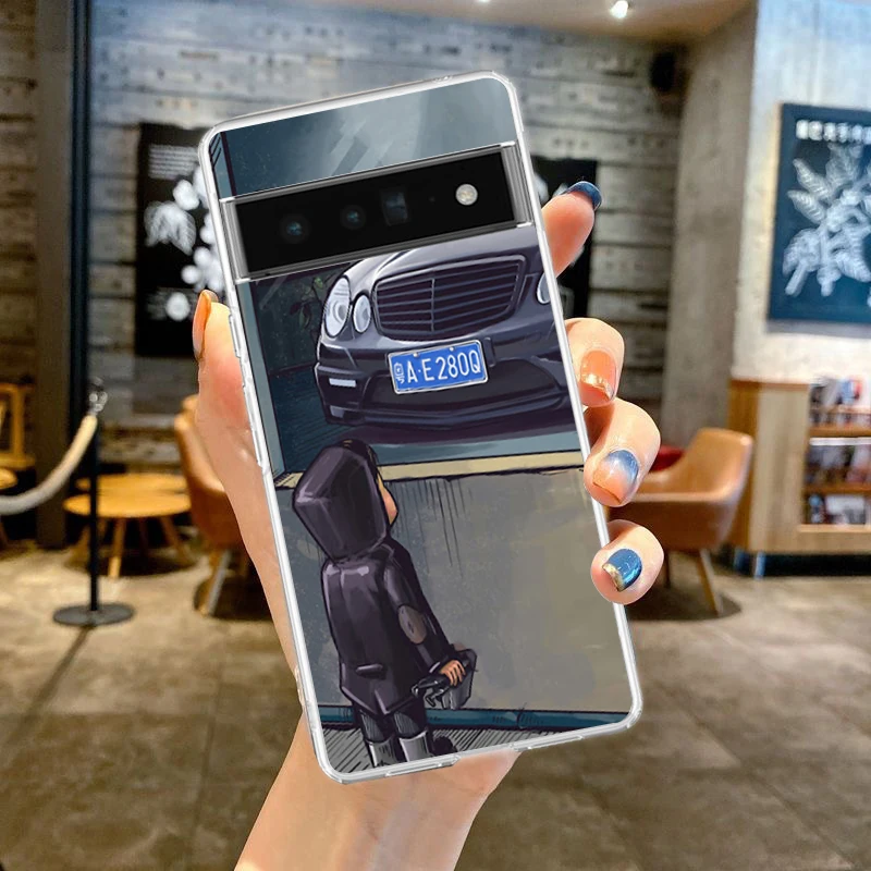 Boy See Sports Car JDM Drift Soft Silicone Clear Phone Case Cover