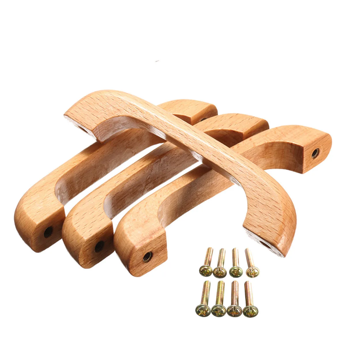 Tiradores de madera con tornillos para cajón de muebles, pomo moderno de  madera maciza para puerta de armario de cocina, 1 unidad - AliExpress