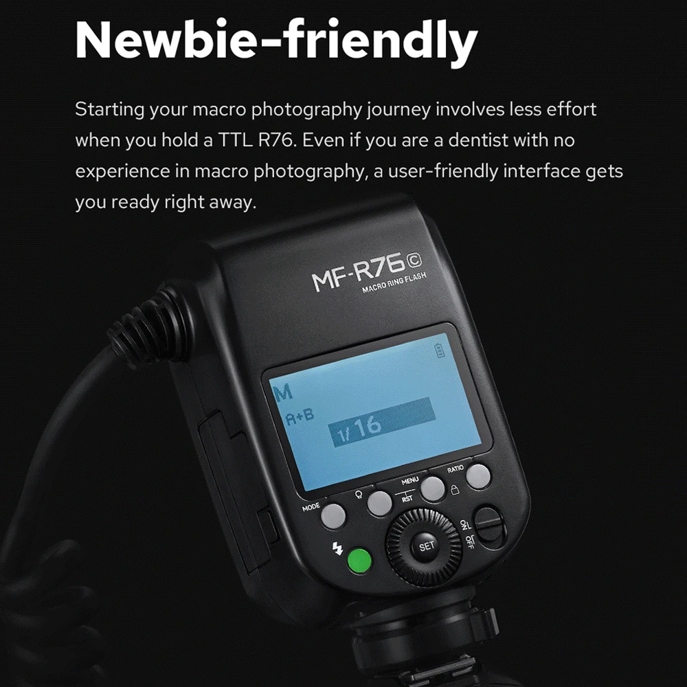 Godox MF-R76 TTL 매크로 LED 링 라이트 스피드라이트 플래시 라이트 (, 캐논, 니콘 카메라용)