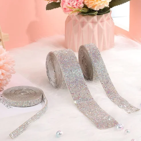 Crystal Rhinestones Rhinestone Ribbons Rhinestone Stickers Rhinestone Crystals Rhinestone Accessories Diamond Accessories Self Adhesive Crystal Rhinestone Sticker Diamond Ribbon DIY Sticker Rhinestones Arts Crafts Car Phone Camera Decoration
