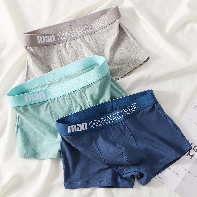 

Men's Convex Pouch Boxers Shorts Fashion Underwear Solid Cotton Youth Mid Waist Popular Trunks Youth Comfortable Elastic Panties