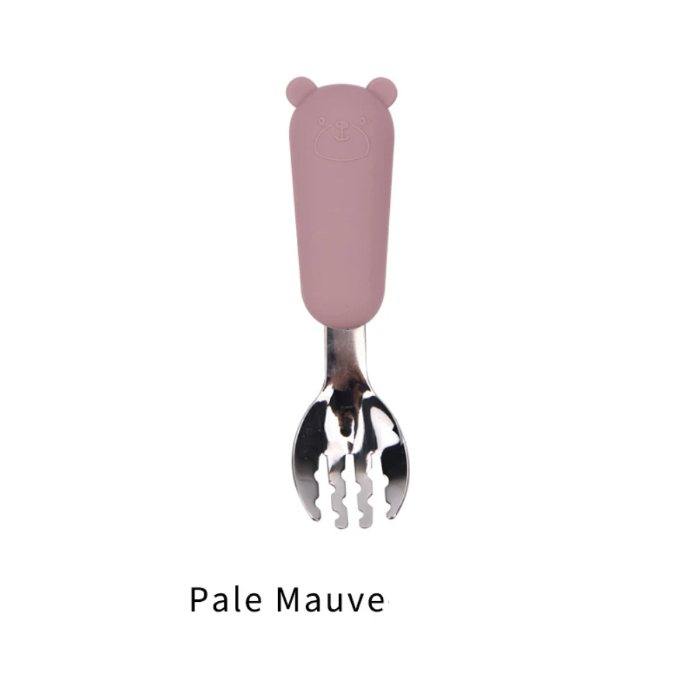 Stainless Steel Cutlery Fork Spoon Set Cartoon Silicone Non-slip Baby Food Feeding Tableware Multi-purpose Durable Sztućce Set