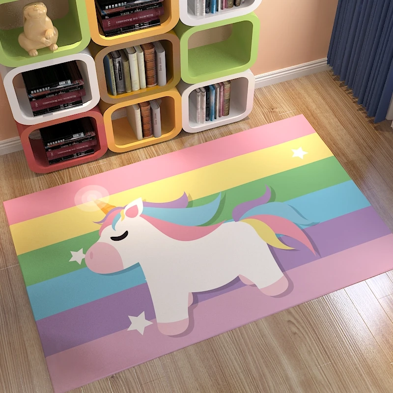 Floor Mat Pink Unicorn Series Carpet Cartoon 3D Printing Pattern Children's Room Crawling Mat Girl Room Decoration Accessories Carpet