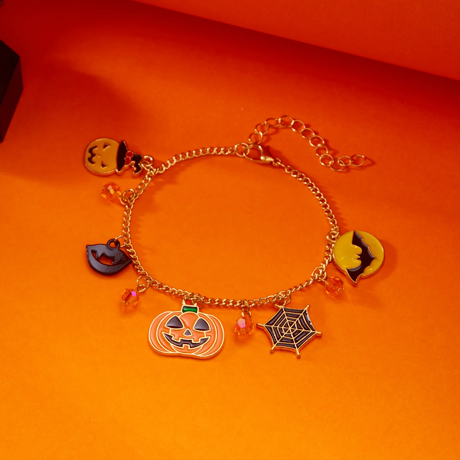 Halloween Geist Kürbis Spinne Katze Fledermaus Charm Armbänder für Frauen Lustige Skelett Schädel Anhänger Armbänder Party Schmuck Geschenke – Detail 10