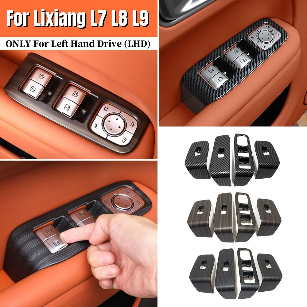 

For Li LiXiang L7 L8 L9 2022 2023 ABS Wood Grain Carbon fiber Door Window Up Switch Button Panel interior Protection Accessories