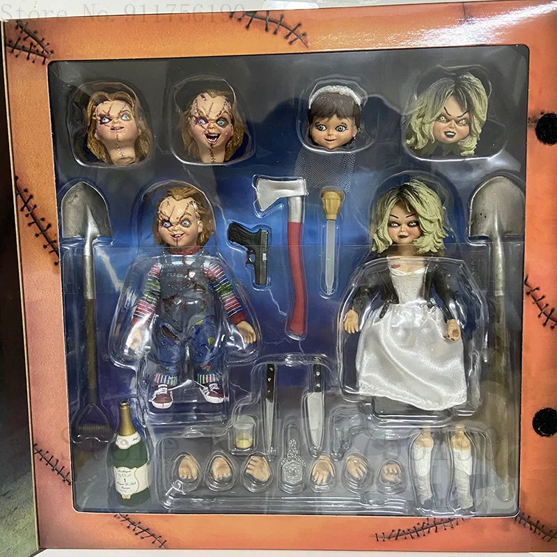 Neca Bride Of Chucky Action Figure Doll Ultimate Chucky E Tiffany Modello Da Collezione Figurine Giocattolo Regalo Di Compleanno Di Halloween 4"