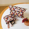 Colorful Checkered Women's Makeup Bag Large Capacity Makeup Lipstick Storage Bag Portable Travel Toiletry Bag Commuter Clutch