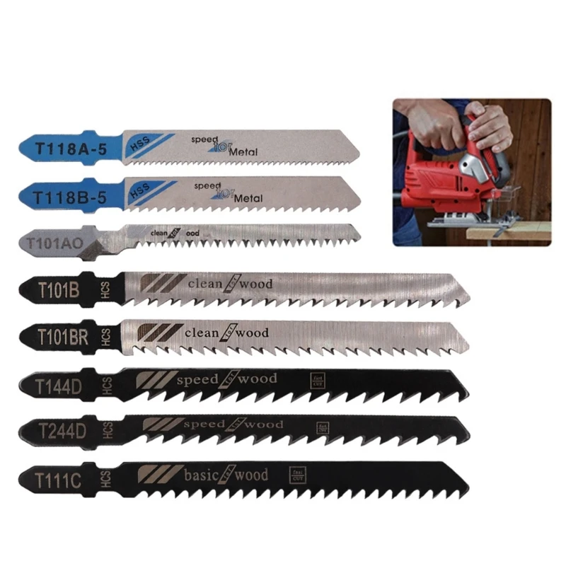High-Speed Metal Cutting T-Shank Jigsaws Blading Set Woodwork Applications Q84D