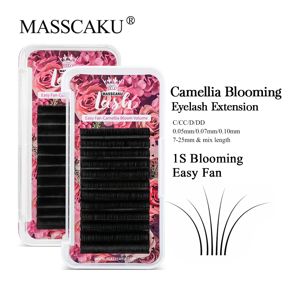 

MASSCAKU Russian Camellia Easy Fanning False Eyelashes Extensions Natural High Quality Rapid Blooming Cilia Silk Lashes