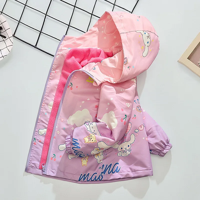 

Girls' coat, children's sprinter, plush windbreaker, 2023 Spring and Autumn Street girls' Jackdt all-in-one plush top