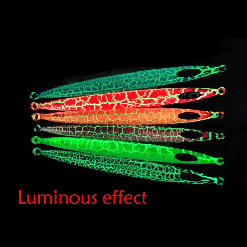 Testar 야광 금속 지그 낚시 루어, 80g, 100g, 150g, 200g, 250g, 500g 속도, 깊은 고속 지깅, 참치 페스카용 인공 하드 미끼