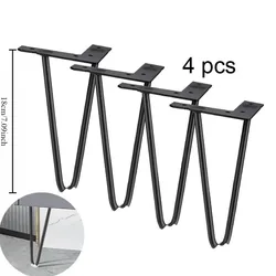 Set of 4 Heavy Duty Metal Furniture Legs with Rubber Floor Protectors (4pcs - black - 18cm)