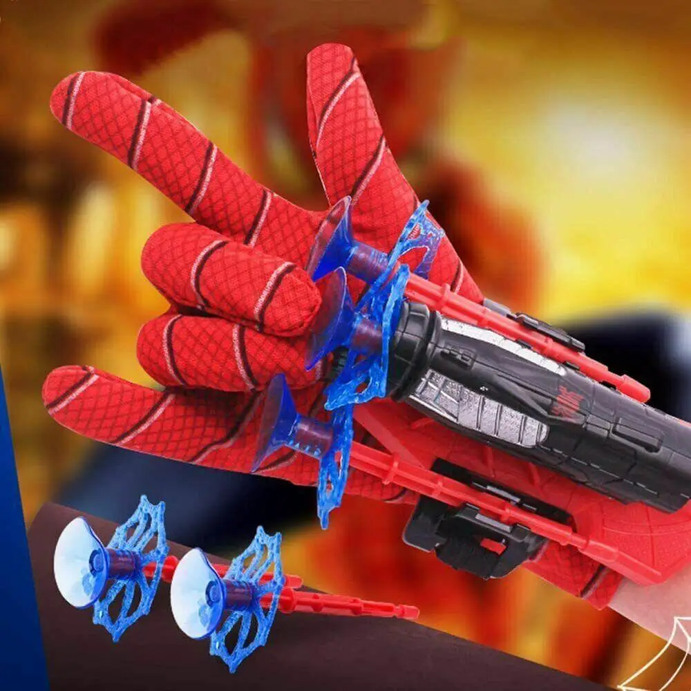 Anime Cosplay Props Superhero Cosplay Props Superhero Cosplay Gloves Spider Silk Launcher Hero Silk Glove Spiderman Cosplay Children's Toy Gift Spider-Man Web Shooter Dart Blaster Wrist Launcher