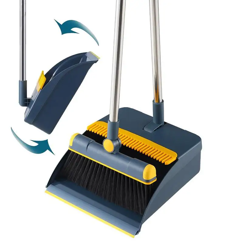 

Broom And Scoop Set 180 Rotatable Standing Dustpan And Brush Bathroom Water Wiper Household Foldable Set Tools Cleaning Product