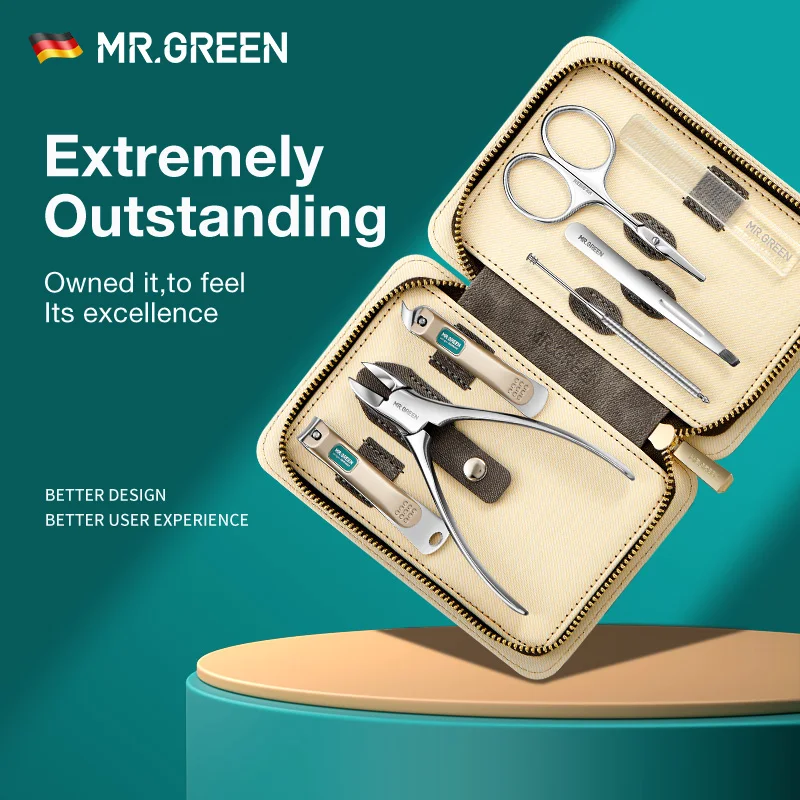 MR.GREEN – ensemble de manucure avec contraste de couleurs, coupe-ongles, Kits d'outils de coupe, étui de voyage pour pédicure en acier inoxydable pour hommes et femmes