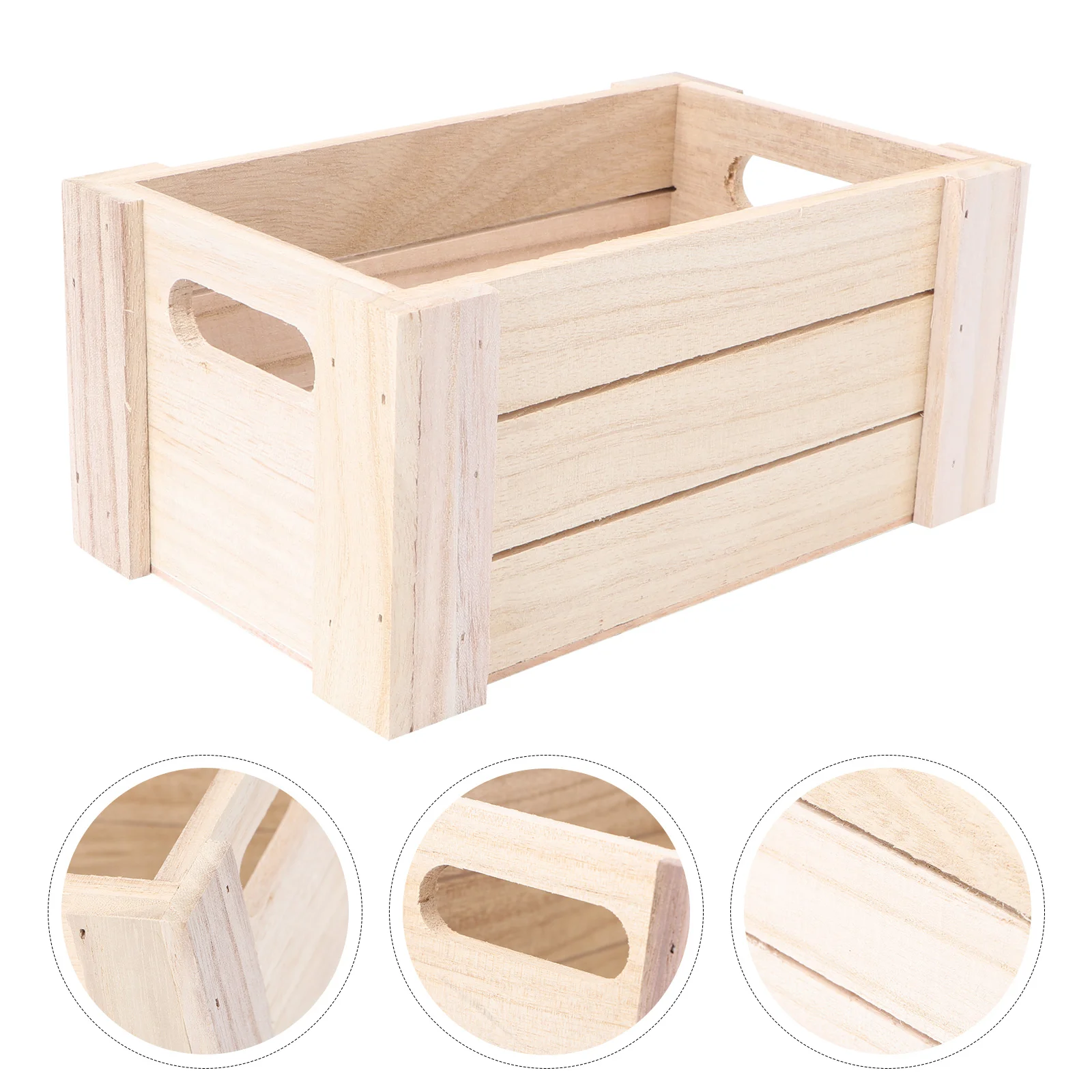 Wood Nesting Storage Crates Handle Rustic Decorative Wood Crates Farmhouse Basket Distressed Storage Container Bin Desk
