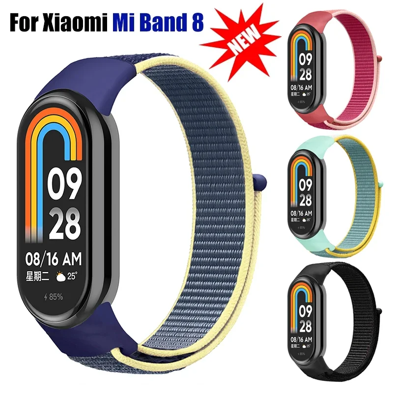 Bracelet for mi band 8 7 6 Strap Nylon Sport loop watch Belt pulsera correa Mi band 4 Wristband for xiaomi Mi band 5 4 Bracelet