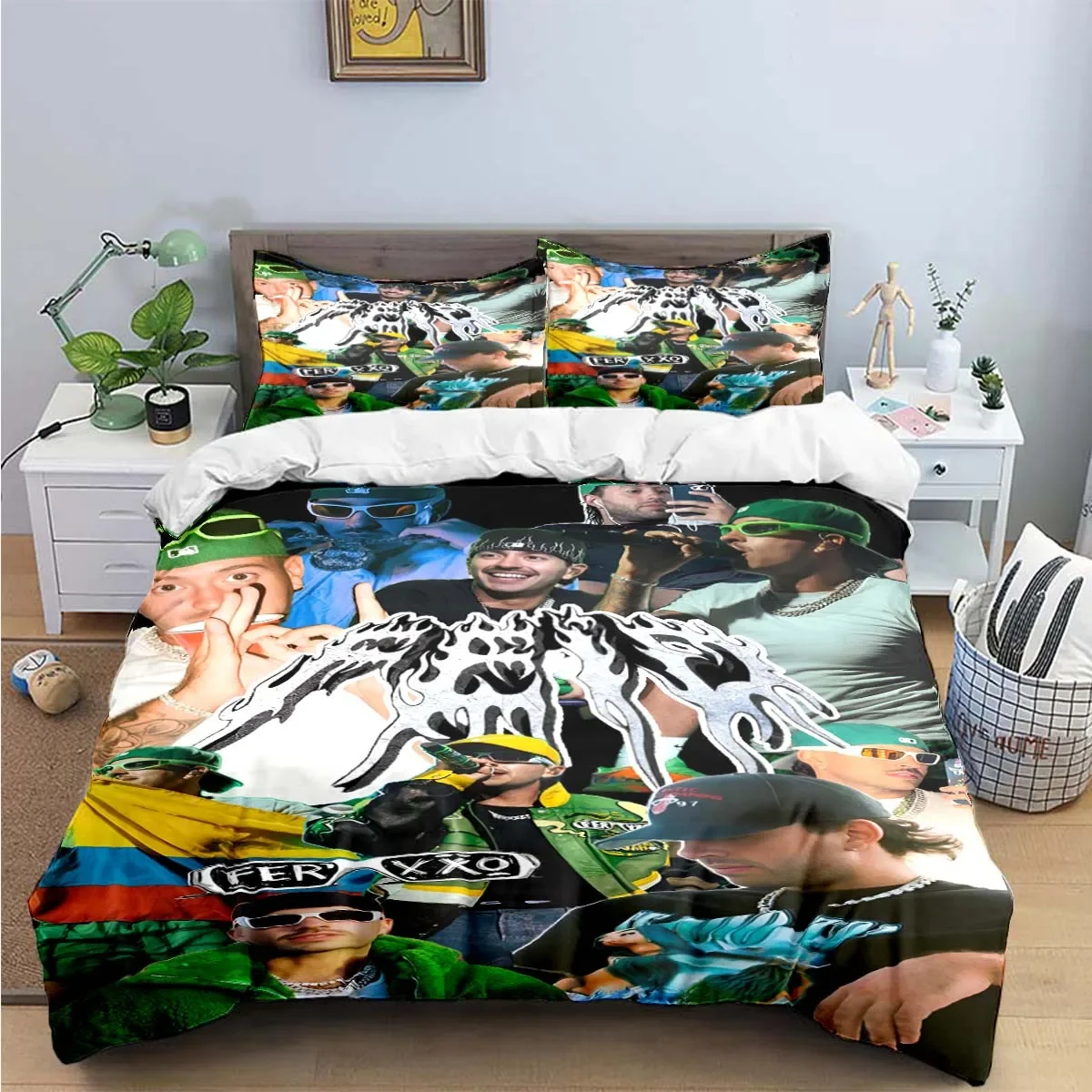 Fashion Pop Singer Ferxxo Feid Print Bedding Sets Bed Supplies Set Duvet Cover Bed Comforter Set Bedding Set Luxury BirthdayGift 3