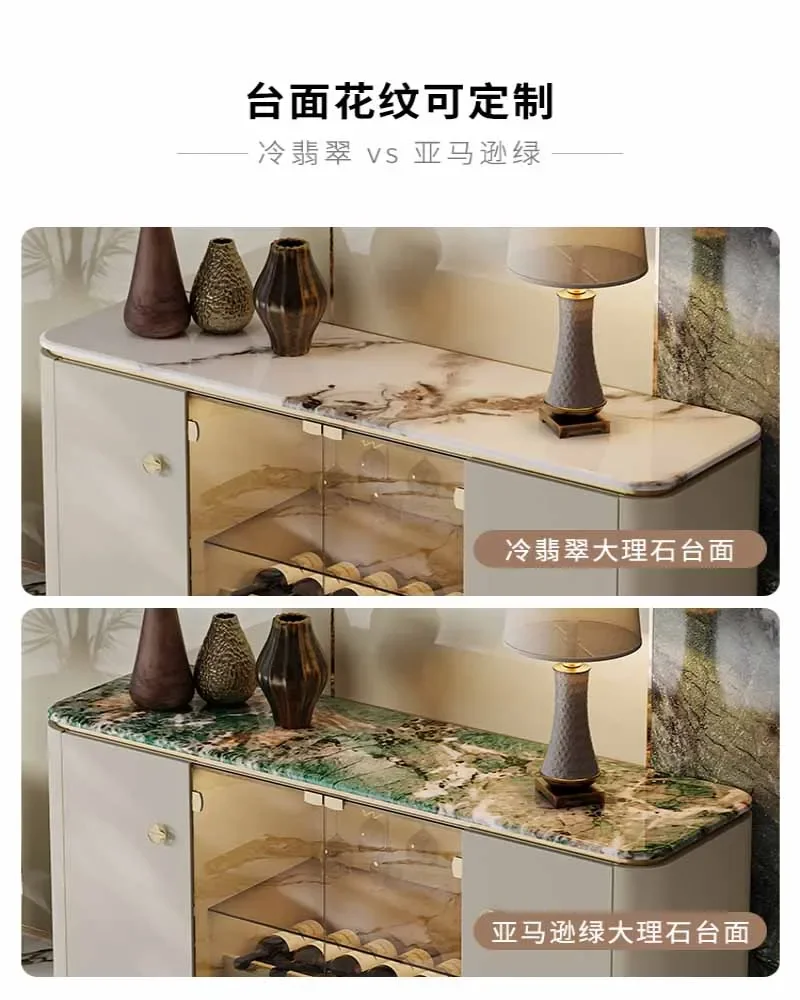 Light luxury dining cabinet, storage and storage, marble restaurant, high-end glass foyer cabinet
