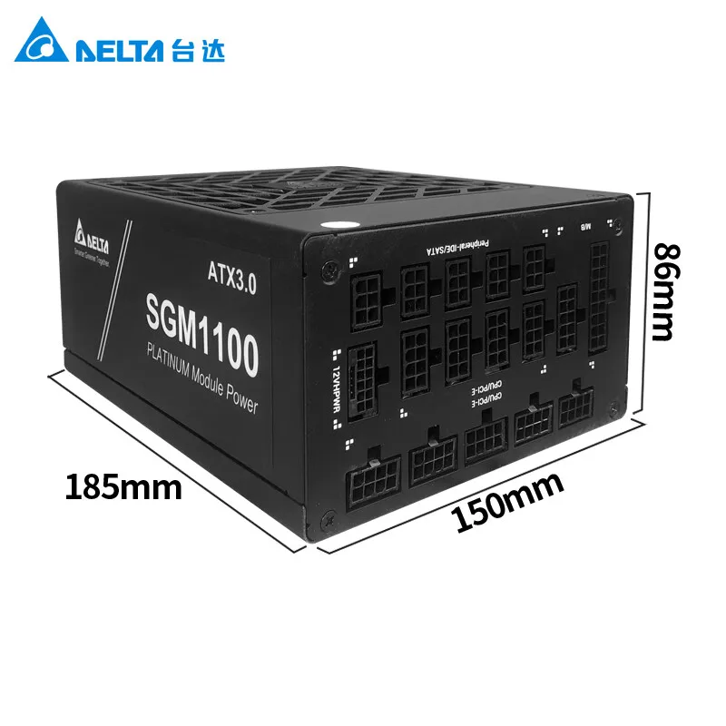 Delta(델타) Sgm1100W 단일 채널 12V 플래티넘 풀 모드 풀 전압 데스크탑 컴퓨터 전원 공급 장치 Atx3.0/Pcie5.0/50 시리즈 그래픽 카드 지원