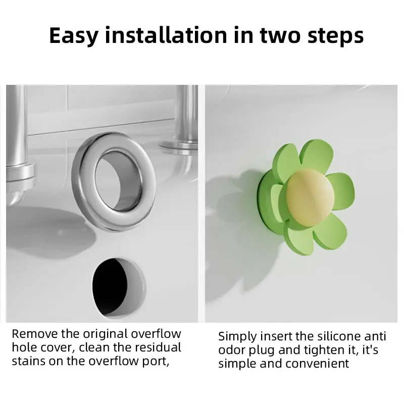 4pcs Silicone Sink Overflow Hole Plug Easy Install Flower Leak-Proof Overflow Sealer Plugs