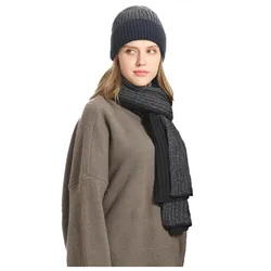 Lingerie Elegant Accessories Scarf Woman 2023 Thick Warm Set Knitted Solid Color Neckerchief Woman 2024 Капор Женский Зимний