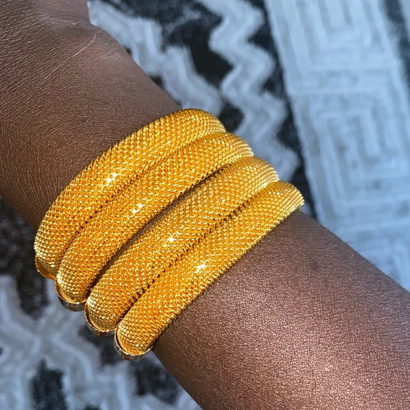 4pcs/Set 24K Dubai Gold Color Cuff Bangle For Women Ethiopian Jewelry bracelets African wedding jewelry For Bangles Party gifts bangle bracelet beaded bracelet