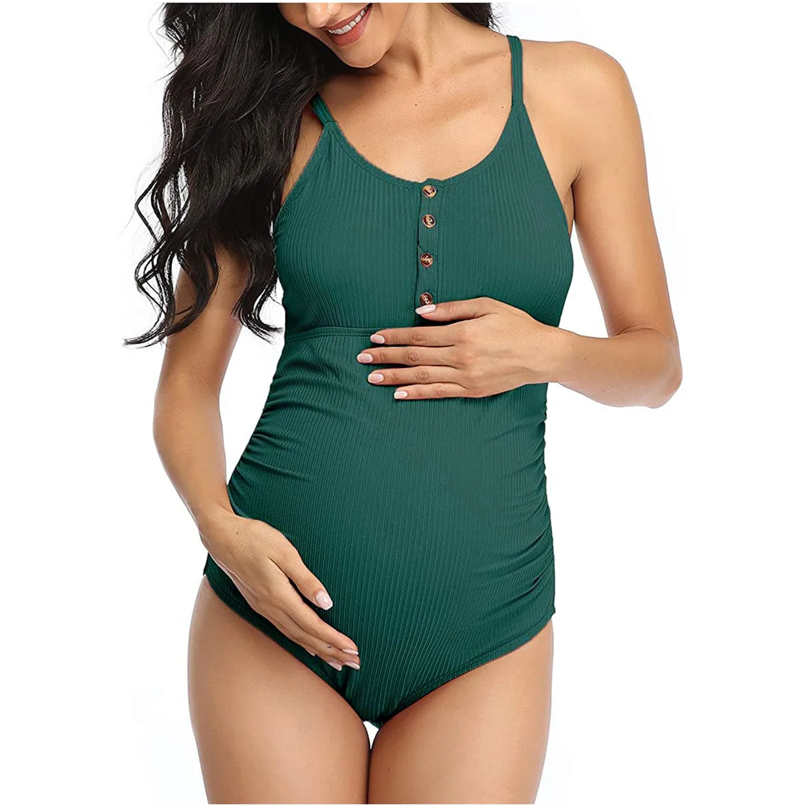 Pregnant Swimsuit Sexy Maternity Solid Backless Bikinis Falbala Ruffle Beachwear for Women in Summer maternity swimwear women beachwear