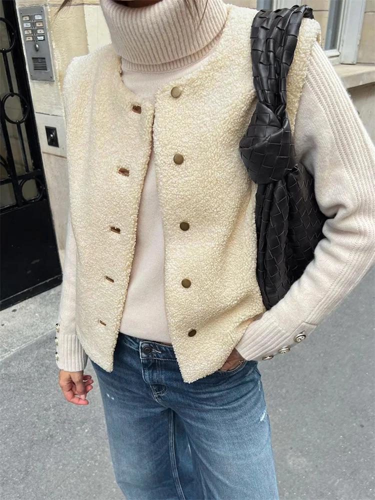 

Tossy Fashion Patchwork Cardigan Outwear For Women Casual Sleeveless Y2k Top Streetwear Loose Solid Elegant Vintage Ladies Coat