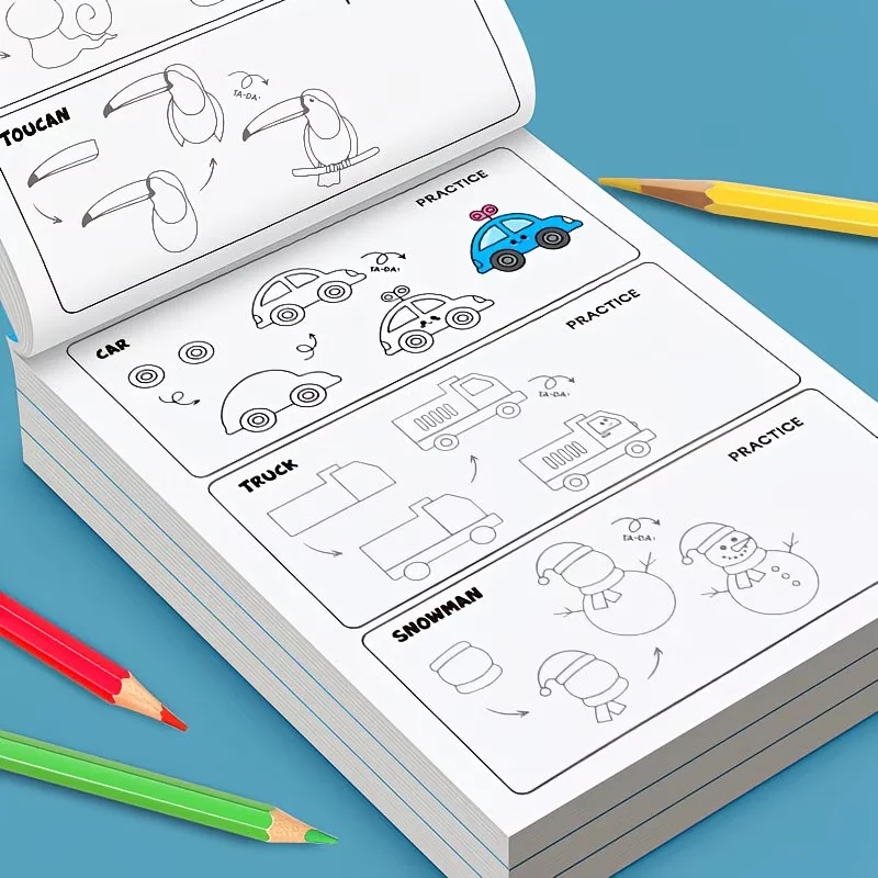 Come disegnare passo dopo passo - Oltre 500 disegni passo dopo passo, guida didattica, disegni divertenti e facili da seguire | Libri d'Arte Educativi che Ispirano la Creatività con Temi Ricchi come Animali, Strumenti Musicali, ecc., per Bambini | Facile da leggere | Il contenuto didattico è adatto a principianti senza esperienza precedente, iniziando dalle basi e progressivamente diventando più complessi, con passaggi chiari e non intricati che consentono ai bambini di facilmente padroneggiare le tecniche di pittura. - immagine 4