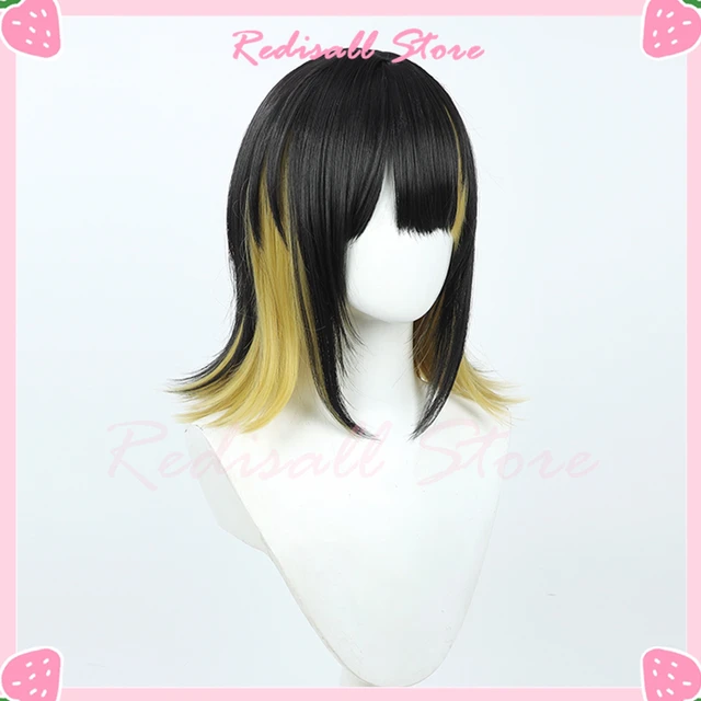 コスプレウィッグ A. 漫画のキャラガのコスプレウィッグ,短い滑らかな黒の帽子,混合