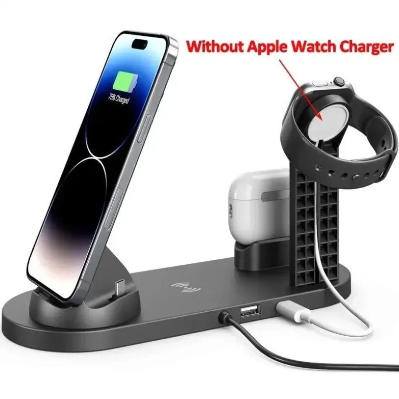 VIKEFON 7 In 1 Wireless Charger Stand Pad For iPhone 17-12 X Apple Watch Airpods Desk Phone Chargers Fast Charging Dock Station