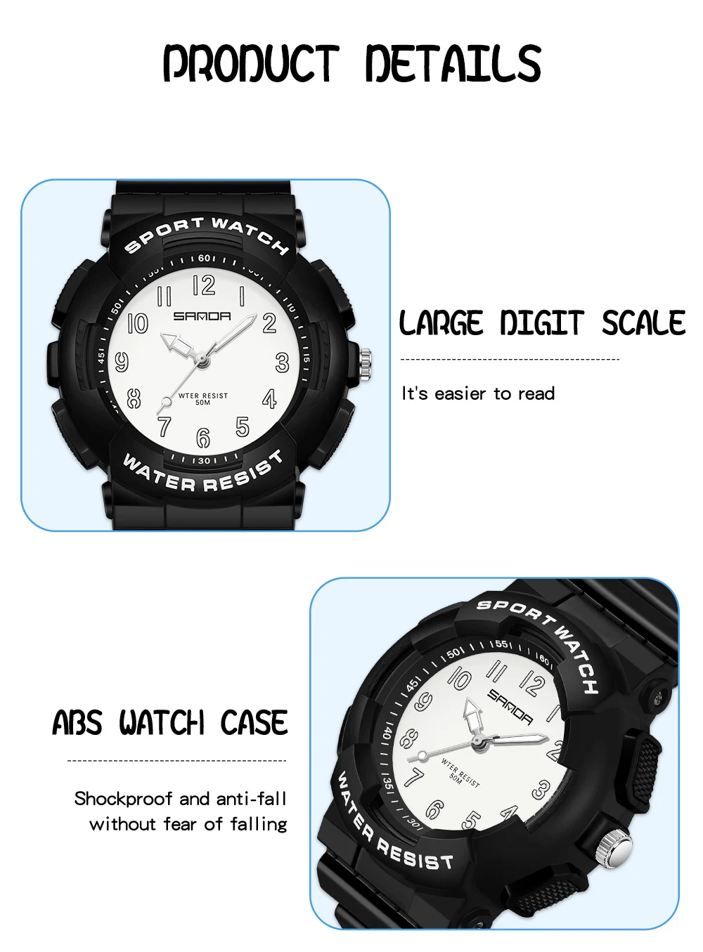 2023 New Watch Youth Student Fresh Electronic Watch Digital Fashion Versatile Waterproof Female Student Watch Sanda 6094