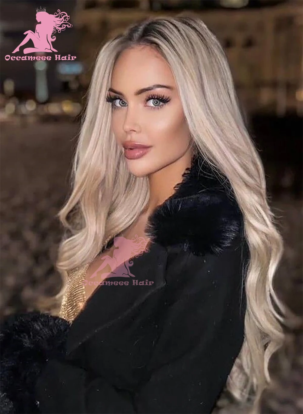 Ombre Ash Blonde Human Hair Wig Lace Front Brown Roots Natural Wave 13x6 Lace Frontal Wigs Transparent Lace Brazilian Preplucked