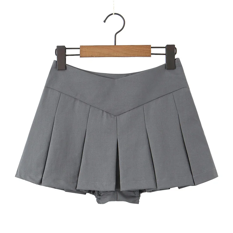 Mini-saia plissada estilo vintage preppy feminino, cintura