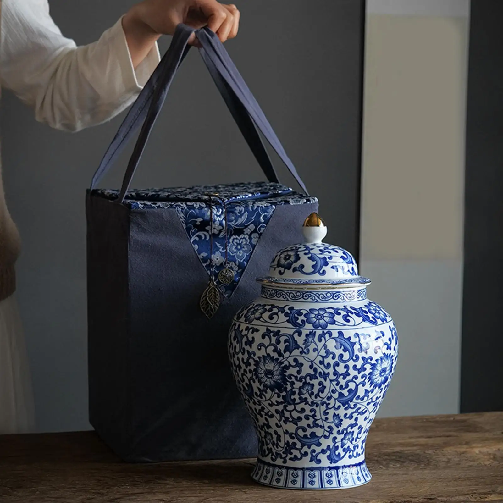 Ceramic Ginger Jar Art Decoration Floral Vase Store Your 