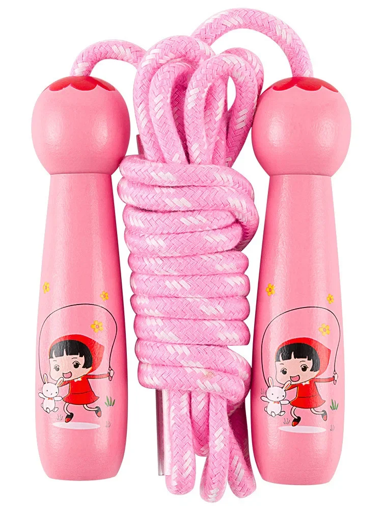 Children's Wooden Jump Rope Kindergarten Student Beginner Adjustable Baby Small Child Sports Fitness Rope