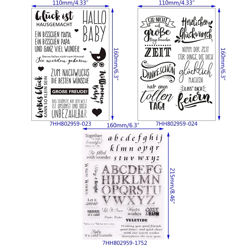 German Word DIY Silicone Clear Stamp Cling Seal for Scrapbook Embossing Album Decor Craft