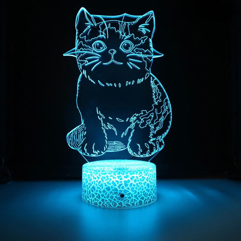 

Nighdn Cat Lamp 3D Illusion Night Light Desk Lamp 7 Colors Auto Gradual Changing USB LED Nightlight Kids Gifts Home Decoration