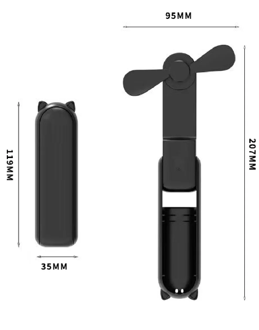 Ventilatore portatile di design con gancio Mini ventilatore portatile Ventilatore personale portatile dal design unico USB ricaricabile con potente vento turbo