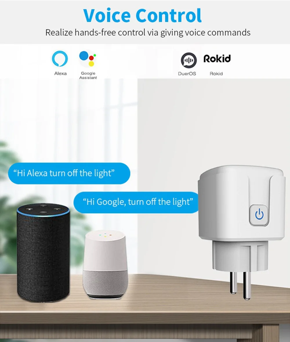 Smart Wifi Plug 16A/20A AC100-240V Voice Control Alexa Google Home Tuya App