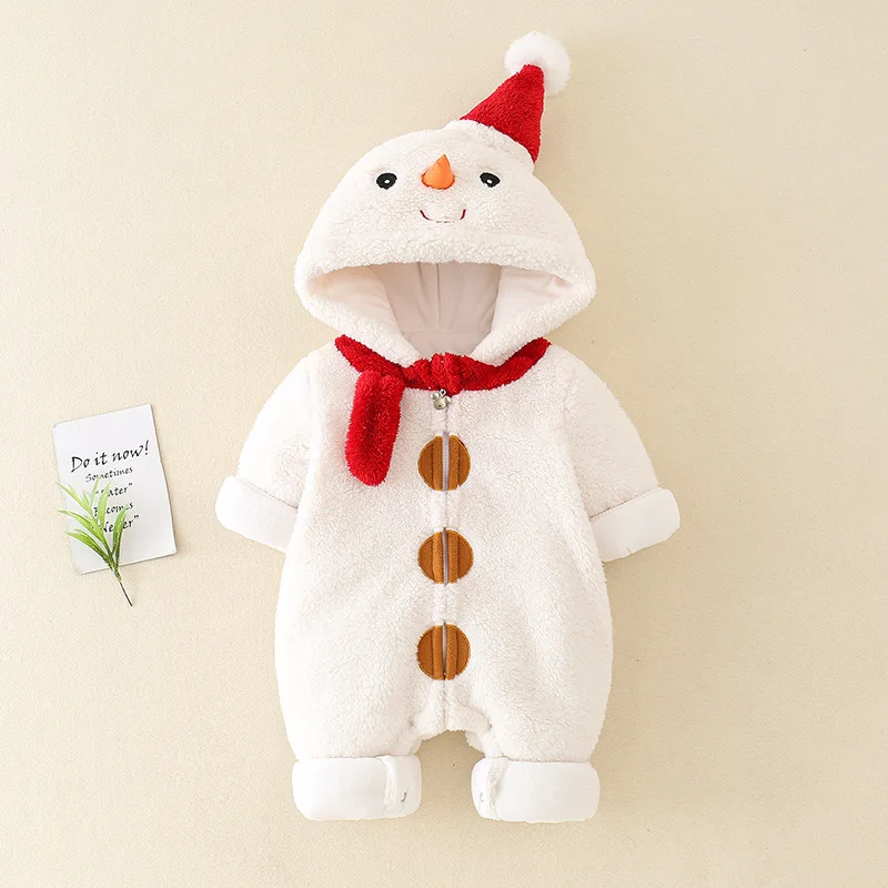 Baby Winter Fleece Thickened Onesie Girl baby Cute Shape Hooded Climbing Suit Ha-clothes Out Cotton-padded Jacket