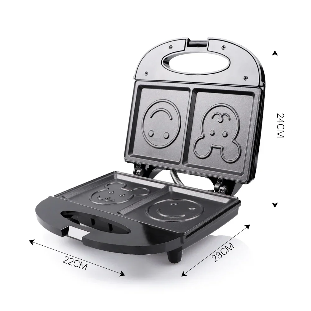 OXPHIC 750W Smlie Face Hot Sandwich Maker Breakfast Machine Grill Machine  Toasters  Waffle Makers  Toasting Machine 5
