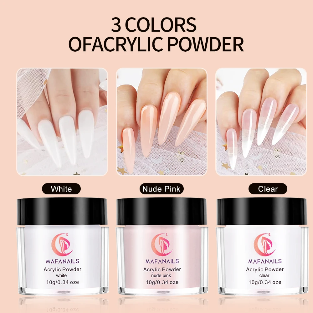 8Pcs/set Professional Acrylic Powder Set 10g*3jar Crystal Powder+40ml Crystal Liquid With3Pcs Nail Brush Acrylic Powder Nail Kit 6